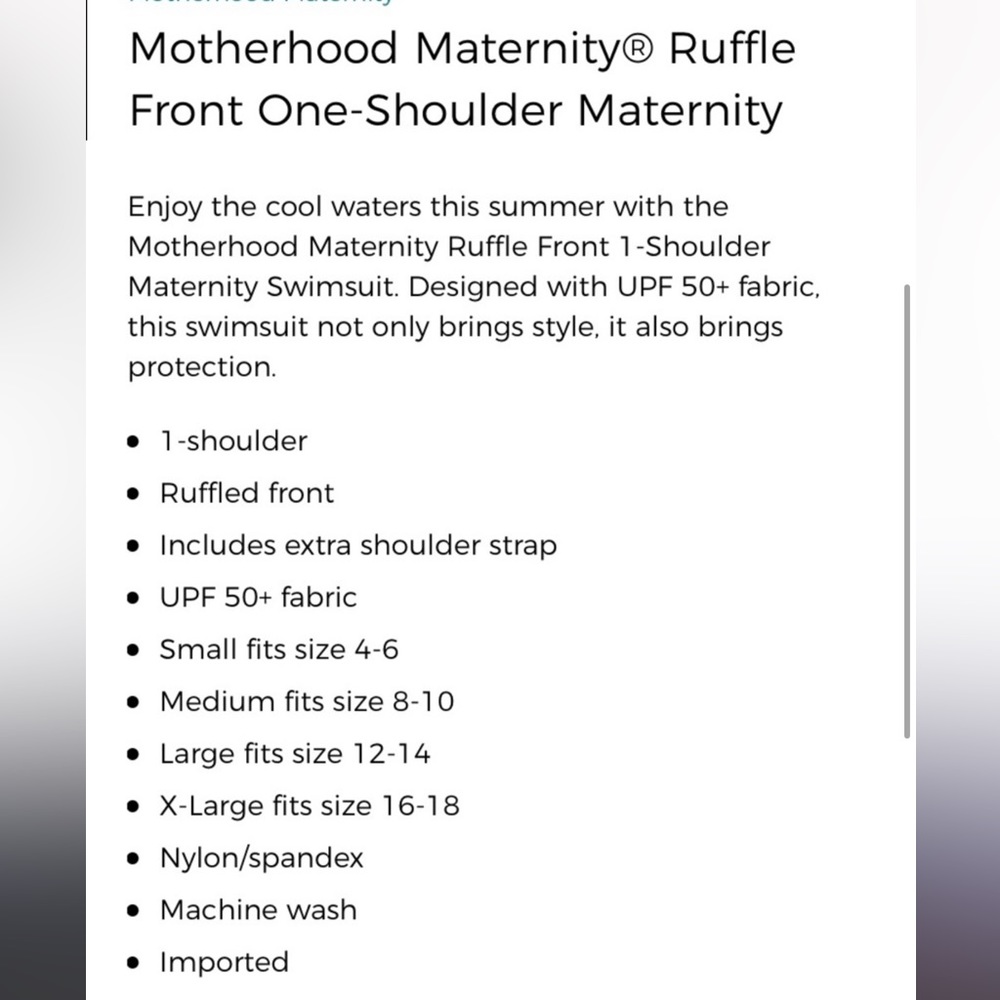 One shoulder maternity swimsuit - Picture 3 of 5
